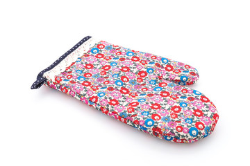 Flower mitten oven glover isolated on white background