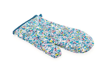 Flower mitten oven glover isolated on white background