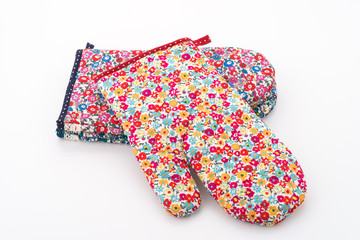 Flower mitten oven glover isolated on white background