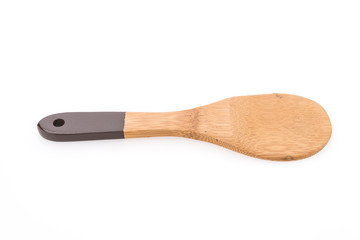 Rice wood spoon isolated on white background