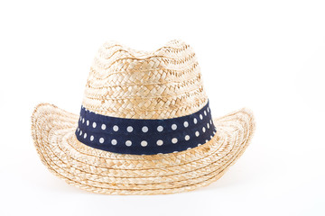 Summer beach straw hat isolated on white background