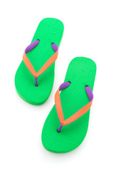 Green flip flop isolated on white background