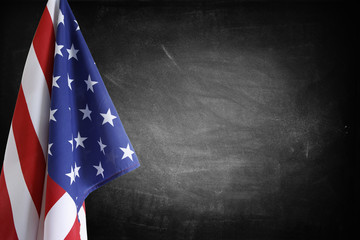 America flag and blackboard