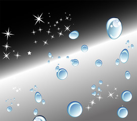 Abstract black background with Water drops and stars
