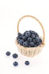 Blueberry basket isolated on white