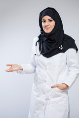 Arab female doctor wearing headscarf