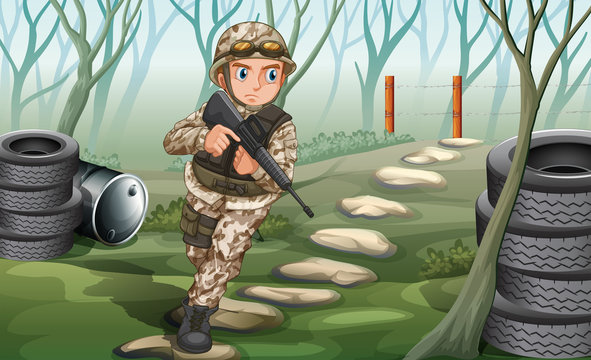 A soldier in the jungle