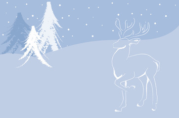Reindeer in snow, abstract