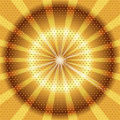 Burst rays golden background with halftone