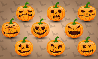 Halloween icon set of Pumpkins