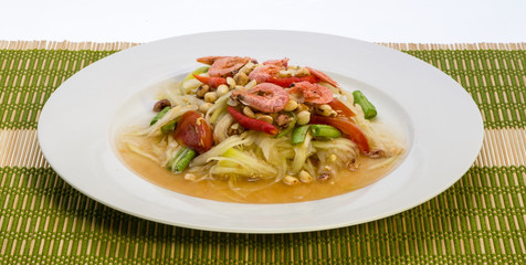 thai cuisine - hot and spicy papaya salad