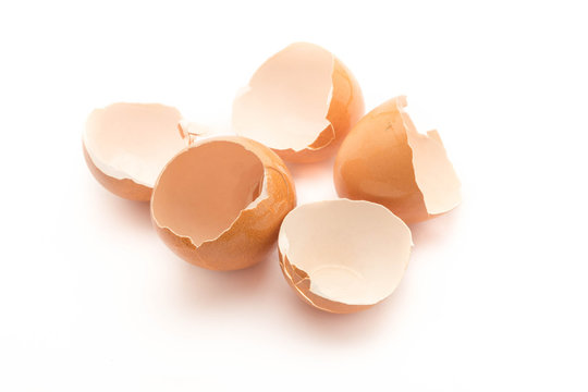 Egg shell crack isolated on white background