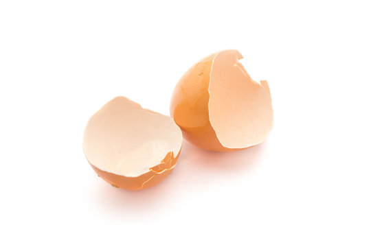 Egg shell crack isolated on white background