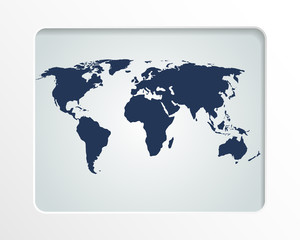 Fototapeta na wymiar World map in white frame