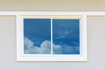 window frame with blur sky