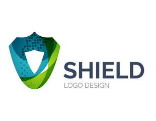 Secure shield logo design made of color pieces