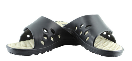 Obraz premium Rubber flip flops on a white background