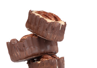 chocolate candy with pecan nut