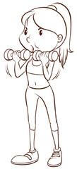 A sketch of a lady training