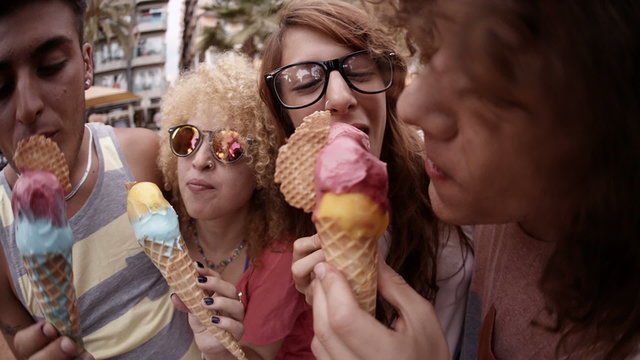 Friends enjoying ice cream together