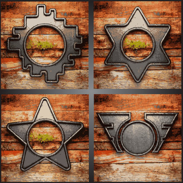 Vector wood and metal background set