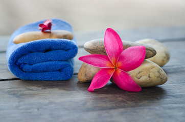 frangipani flower and Fabric with stone