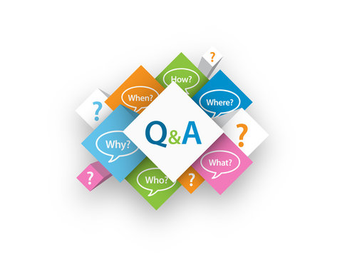Q&A cubes (questions speech bubbles FAQ help service)