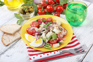 Fresh breakfast consisting of vegetable salad served