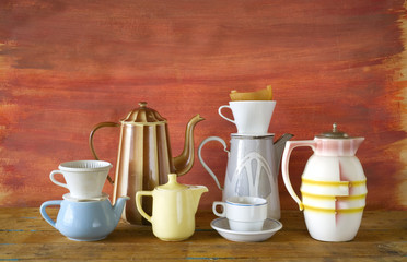vintage coffee pots, free copy space