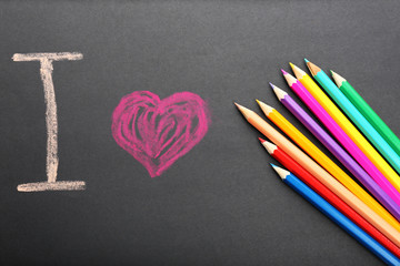 I love drawing written on chalkboard, close-up