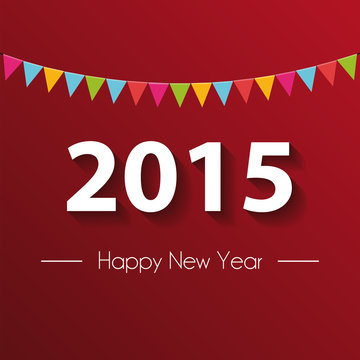 Paper 2015 Happy New Year with red background
