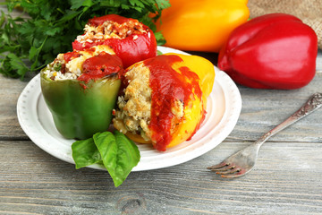 Composition with prepared stuffed peppers