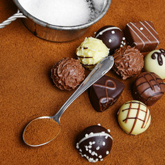 pralines and chocolate background