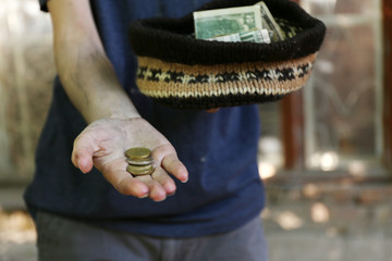 Homeless beggar money