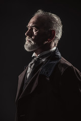 Obraz premium Vintage characteristic senior man with gray hair and beard. Stud