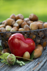 Herz mit Haselnüssen