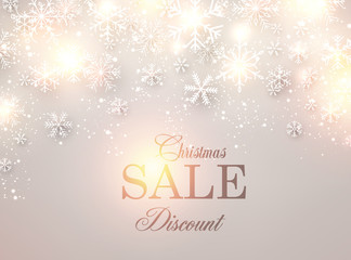 Christmas background with glowing snowflakes.