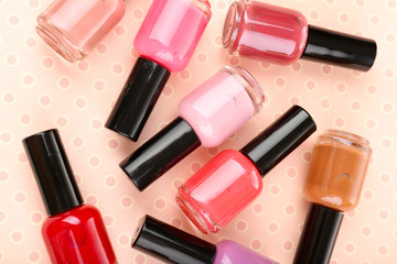 Obraz premium Colorful nail polishes, close-up