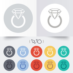 Jewelry sign icon. Ring with diamond symbol.