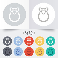 Jewelry sign icon. Ring with diamond symbol.