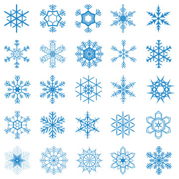 collection of different blue snowflakes