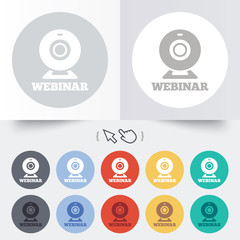 Webinar web camera sign icon. Online Web study.