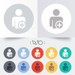 Add user sign icon. Add friend symbol.