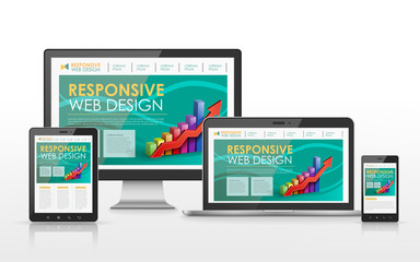 responsive web design concept in different devices