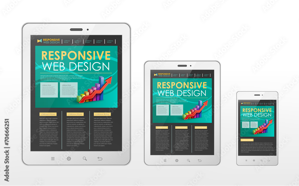 Wall mural responsive web design concept in tablet and smart phone