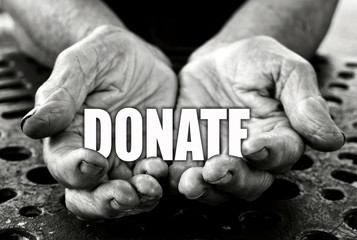 Donate concept in the old female hands
