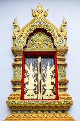 Church window in temple Thailand