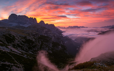 Beautiful sunrise on the Dolomites