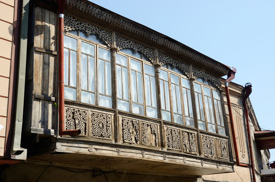 Traditional transcaucasian georgian architecture in Tbilisi