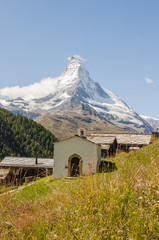 Zermatt, Bergdorf, Weiler, Findeln, Kapelle, Schweizer Alpen